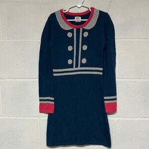 Mini Boden Blue Dress with Gray and Red Accents